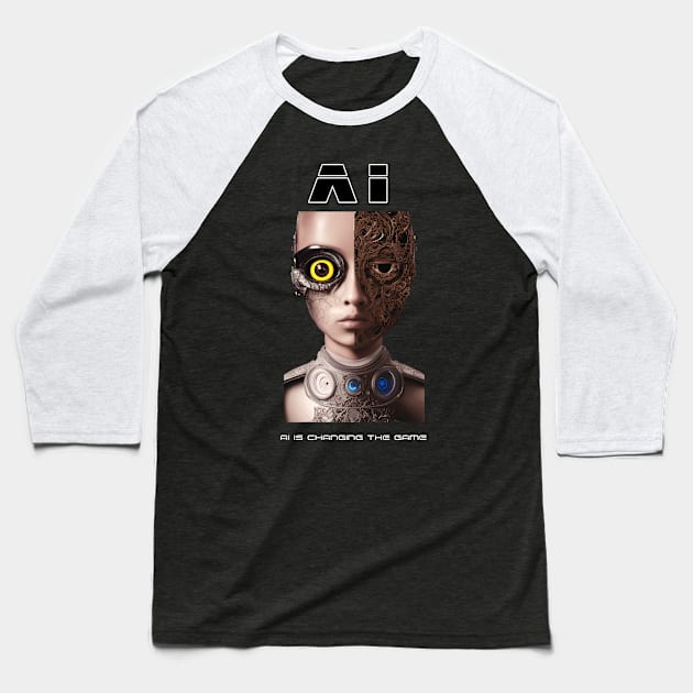 Empowering the future with AI technology Baseball T-Shirt by Aleksandar NIkolic